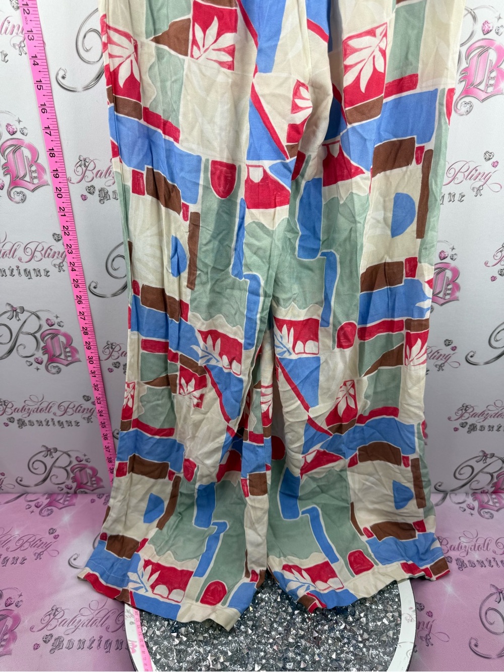 ICHI pants flowy Wide-Leg Geo Print Palazzo Pants in Multi-Color - Picture 13 of 16